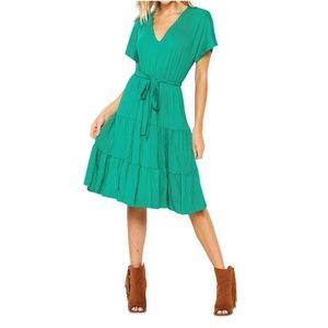 Velvet Torch Boho Green Dress - Medium